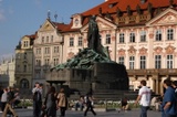 Shadows of spring and the Monument of Jan Hus